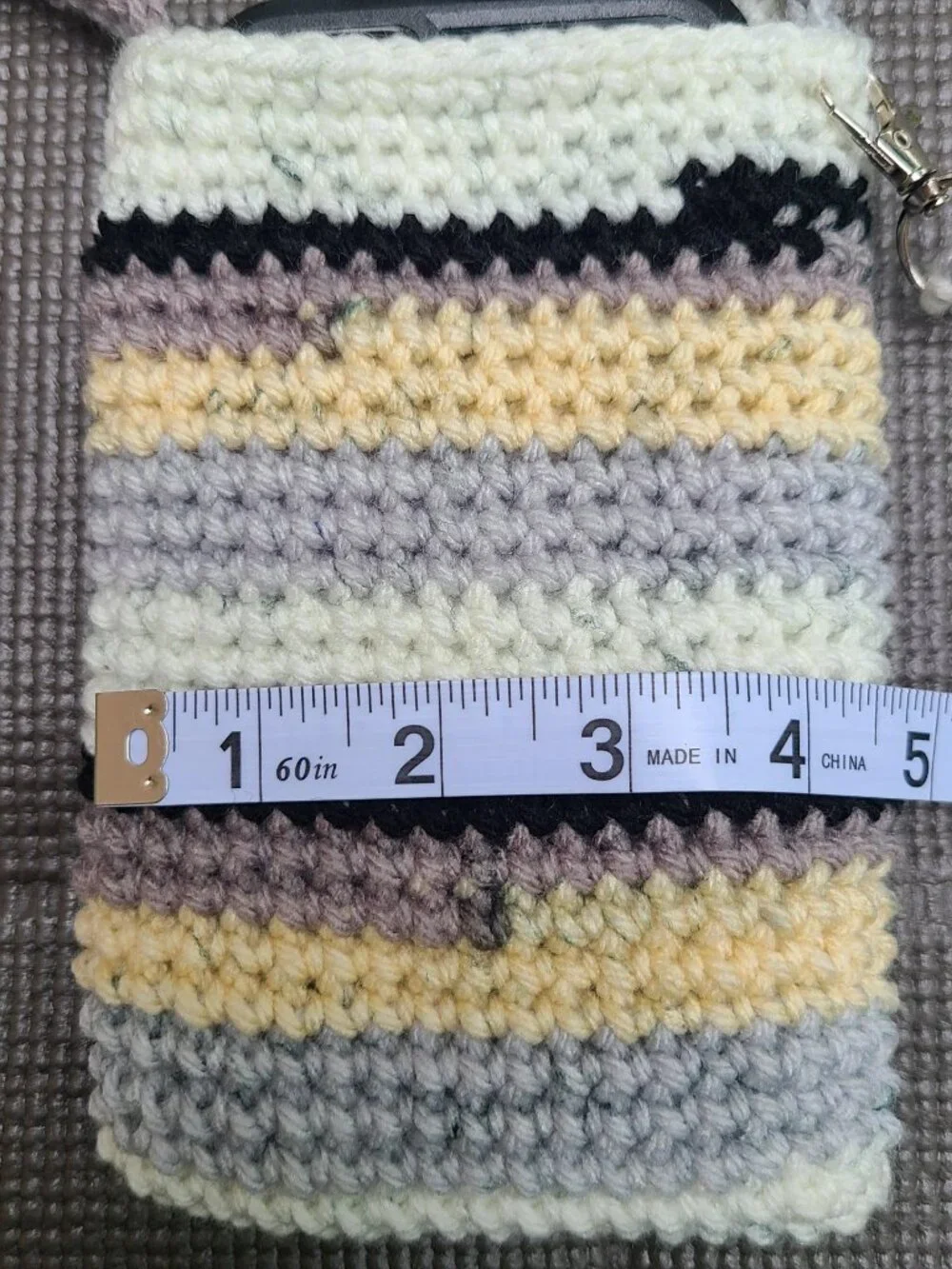 Handmade Hand Crochet Cell Phone Case Holder Crossbody Bag with Charm New